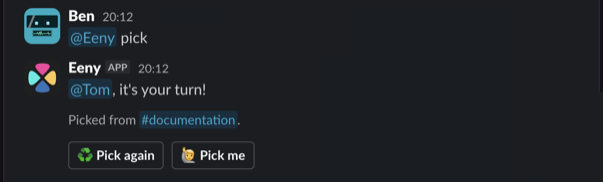 Screenshot of the Pick me button on a channel pick