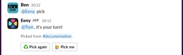 Screenshot of the Pick me button on a channel pick